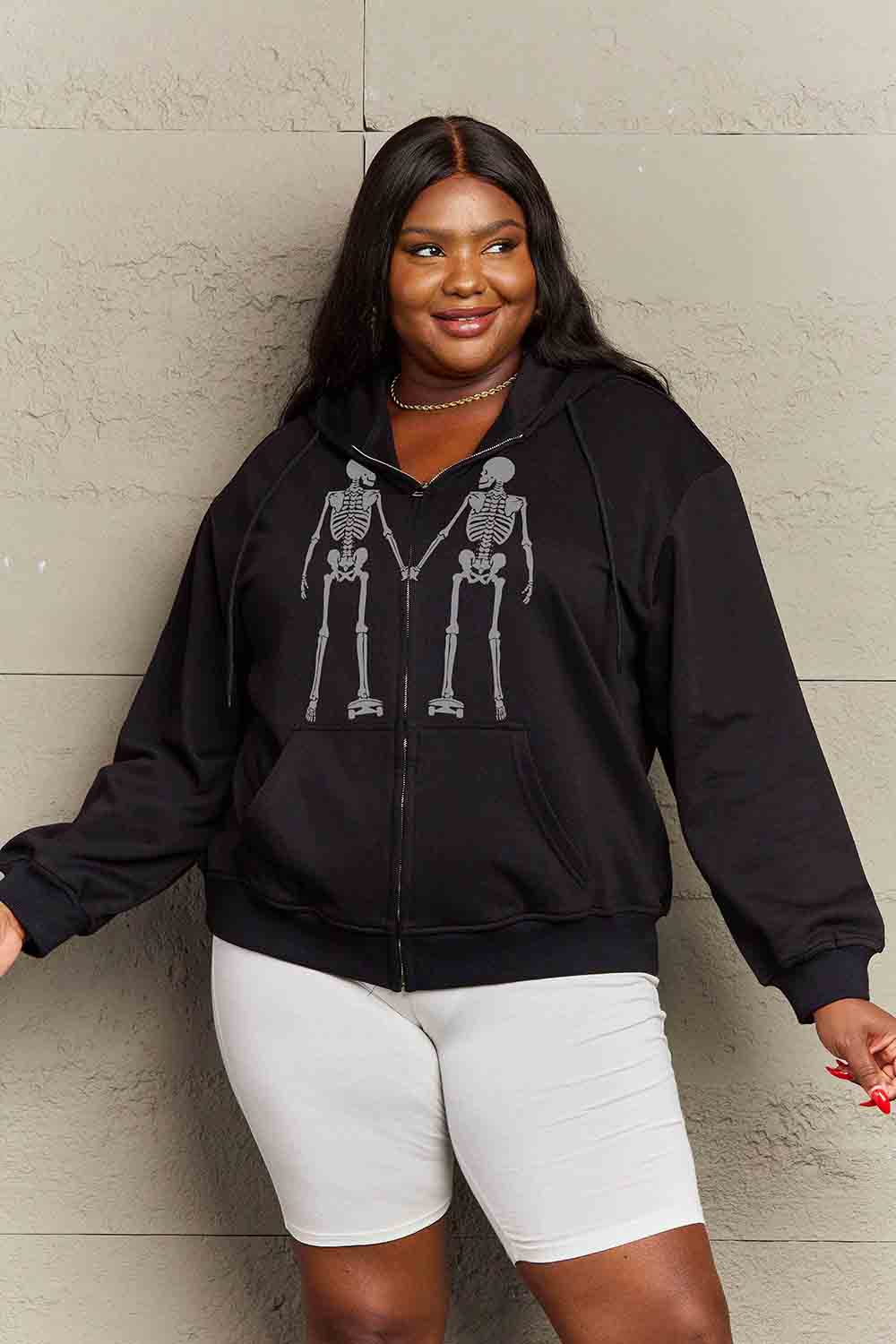 Full Size Skeleton Graphic Hoodie - Women’s Clothing & Accessories - Shirts & Tops - 5 - 2024