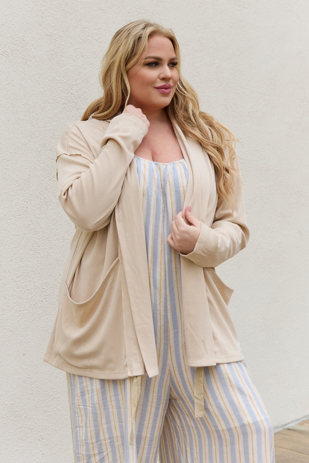 Full Size Soft Ribbed Open Front Cardigan - Women’s Clothing & Accessories - Shirts & Tops - 4 - 2024