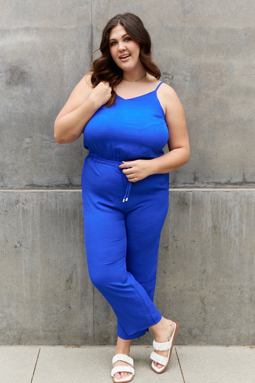 Full Size Textured Woven Jumpsuit in Royal Blue - Women’s Clothing & Accessories - Jumpsuits & Rompers - 6 - 2024