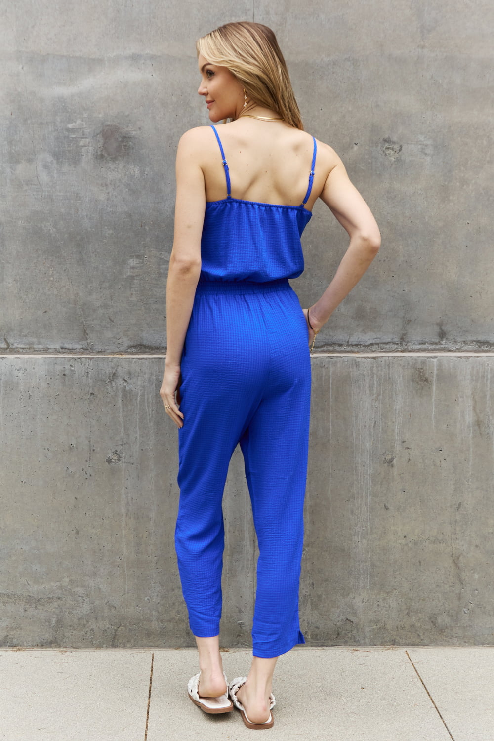 Full Size Textured Woven Jumpsuit in Royal Blue - Women’s Clothing & Accessories - Jumpsuits & Rompers - 2 - 2024