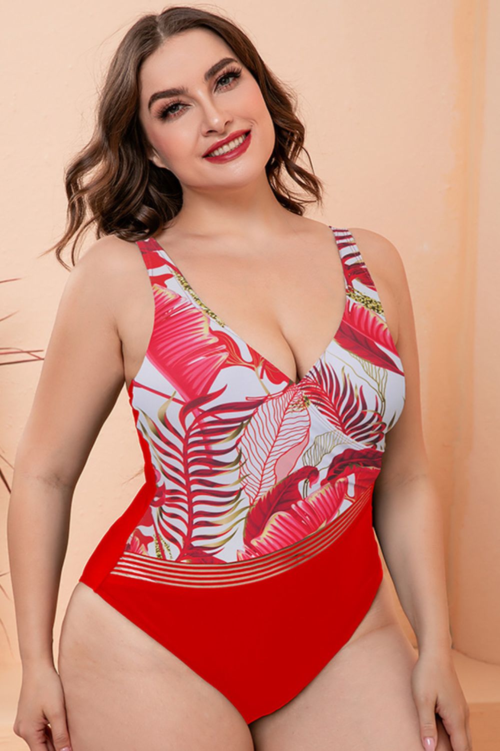 Full Size Two-Tone Plunge One-Piece Swimsuit - Women’s Clothing & Accessories - Swimwear - 5 - 2024