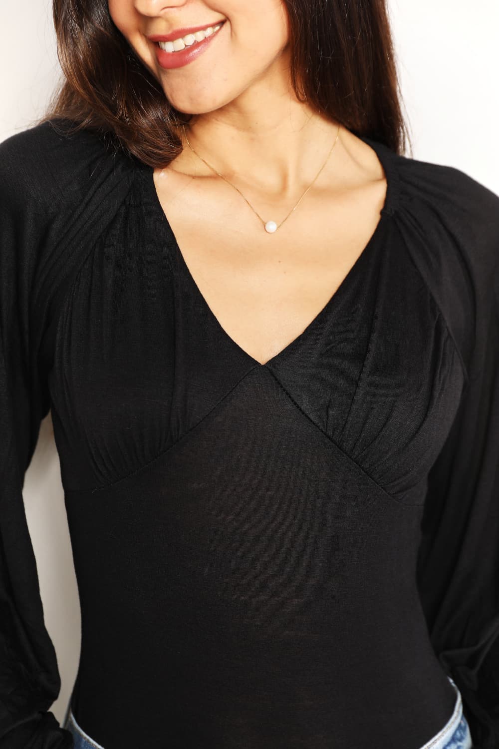 Full Size V- Neck Bodysuit - Women’s Clothing & Accessories - Shirts & Tops - 5 - 2024