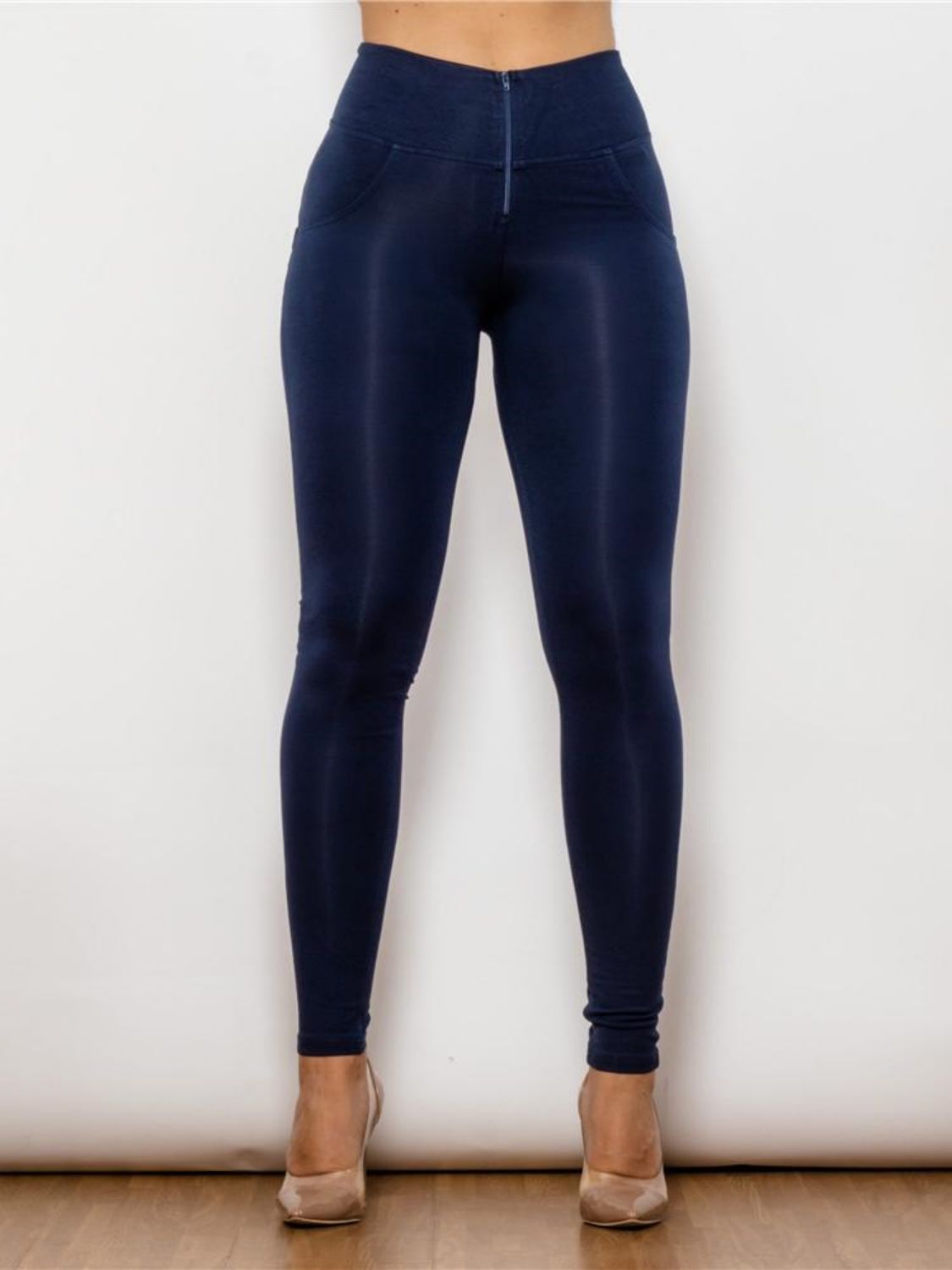 Full Size Zip Detail High Waist Leggings - Dark Blue / XS - Women’s Clothing & Accessories - Pants - 1 - 2024