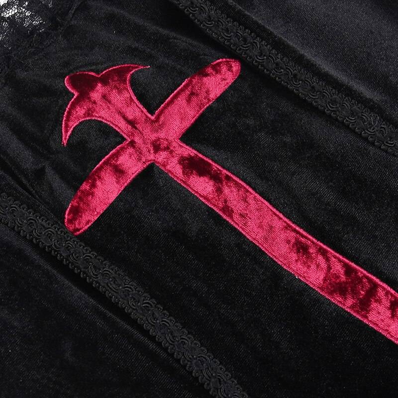 Goth Cross Pattern Top - Women’s Clothing & Accessories - Shirts & Tops - 6 - 2024