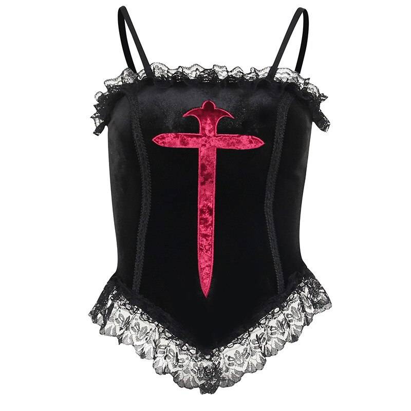 Goth Cross Pattern Top - Women’s Clothing & Accessories - Shirts & Tops - 11 - 2024