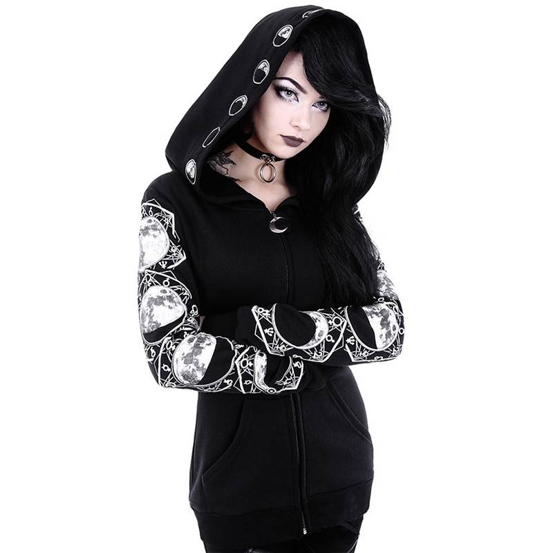 Goth Lunar Hoodie - Black / 4XL - Women’s Clothing & Accessories - Shirts & Tops - 16 - 2024