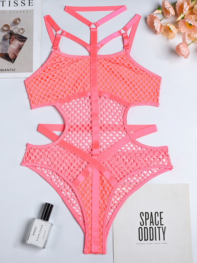 Gothic Fishnet Bodysuits - Hot Pink / XL - Women’s Clothing & Accessories - Clothing - 80 - 2024