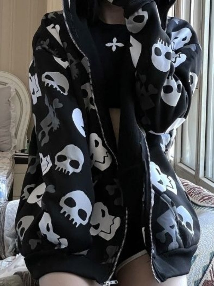 Gothic Punk Skull Hoodies - Women’s Clothing & Accessories - Shirts & Tops - 1 - 2024