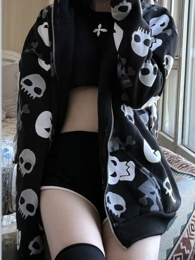 Gothic Punk Skull Hoodies - Women’s Clothing & Accessories - Shirts & Tops - 5 - 2024