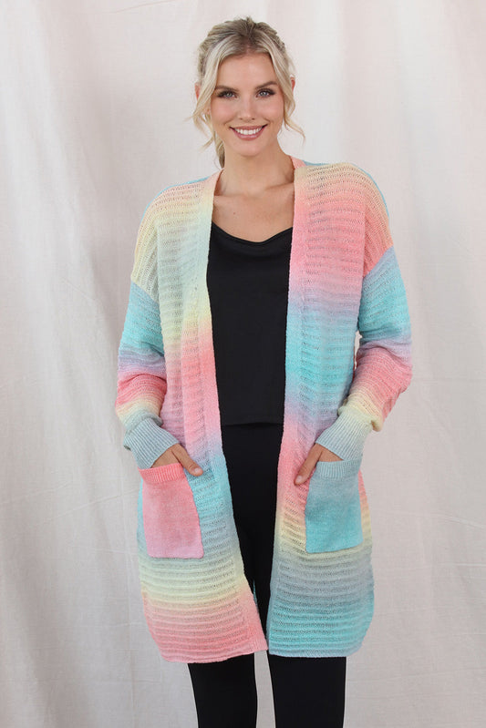 Gradient Dropped Shoulder Longline Cardigan - Multicolor / S - Women’s Clothing & Accessories - Shirts & Tops - 1 - 2024
