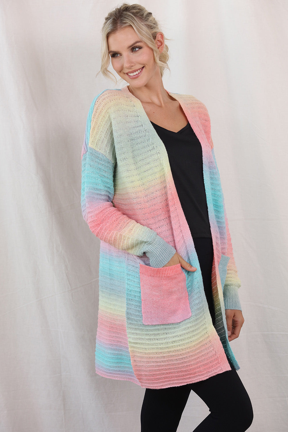 Gradient Dropped Shoulder Longline Cardigan - Women’s Clothing & Accessories - Shirts & Tops - 5 - 2024