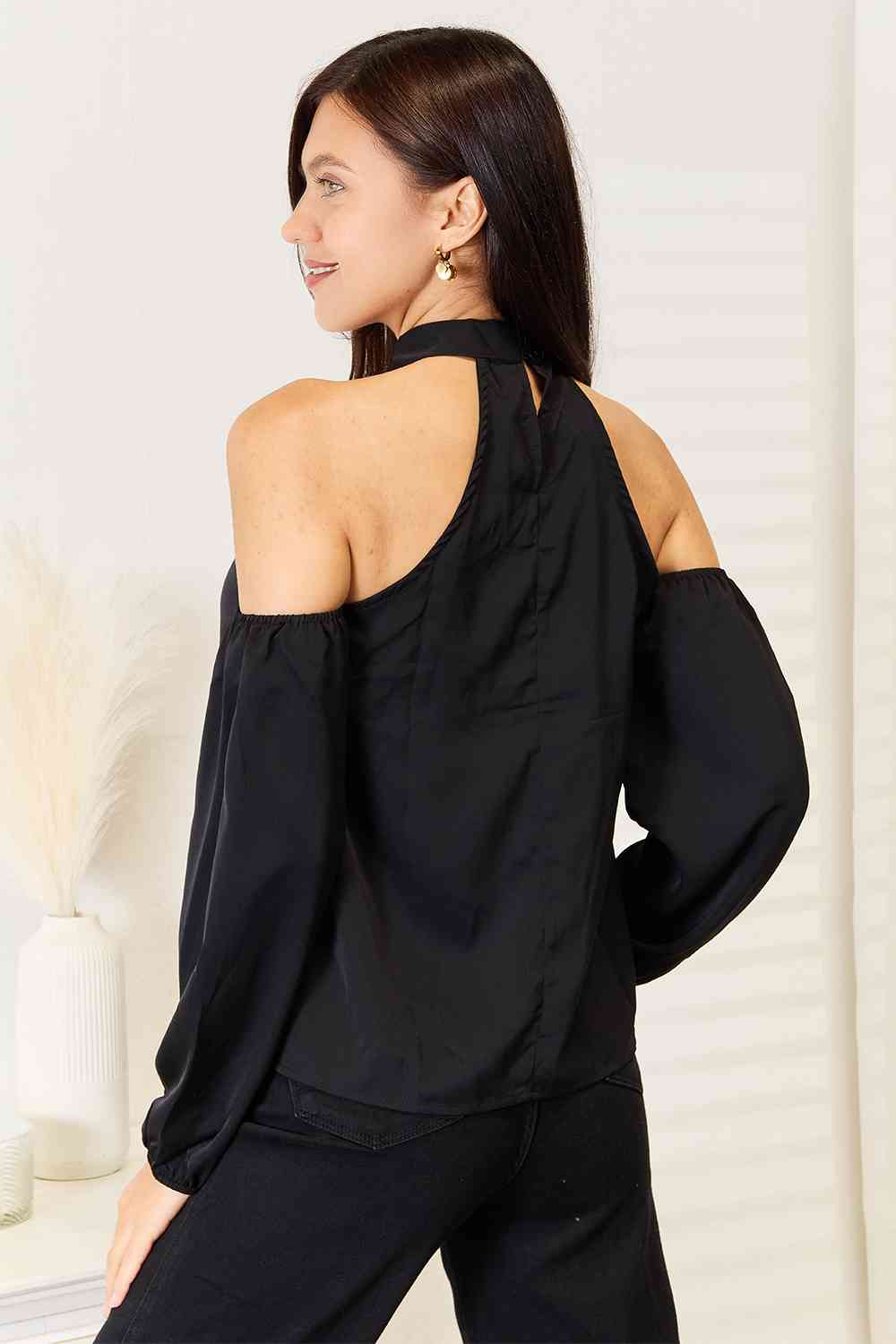 Grecian Cold Shoulder Long Sleeve Blouse - Women’s Clothing & Accessories - Shirts & Tops - 2 - 2024