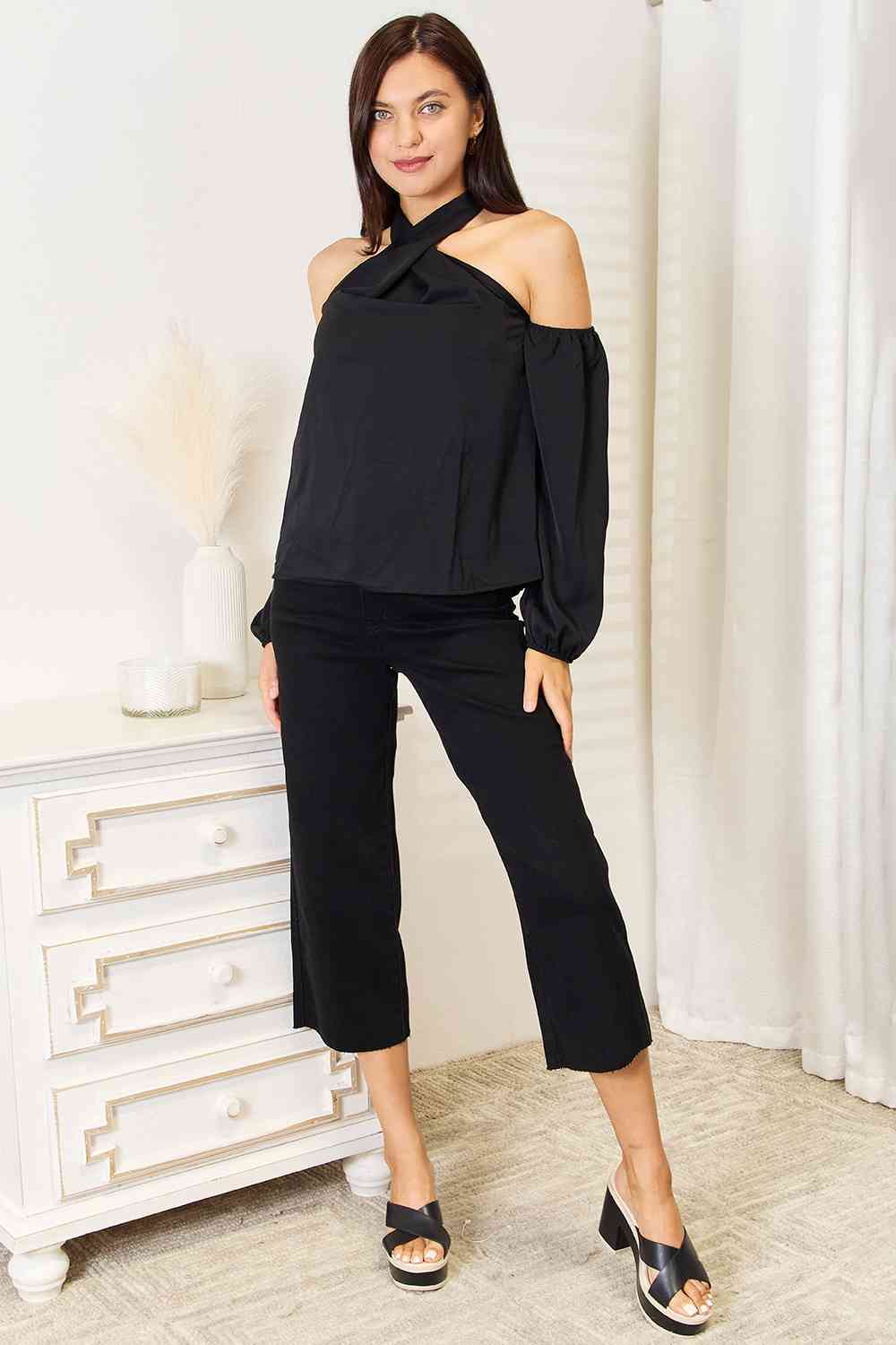 Grecian Cold Shoulder Long Sleeve Blouse - Women’s Clothing & Accessories - Shirts & Tops - 4 - 2024