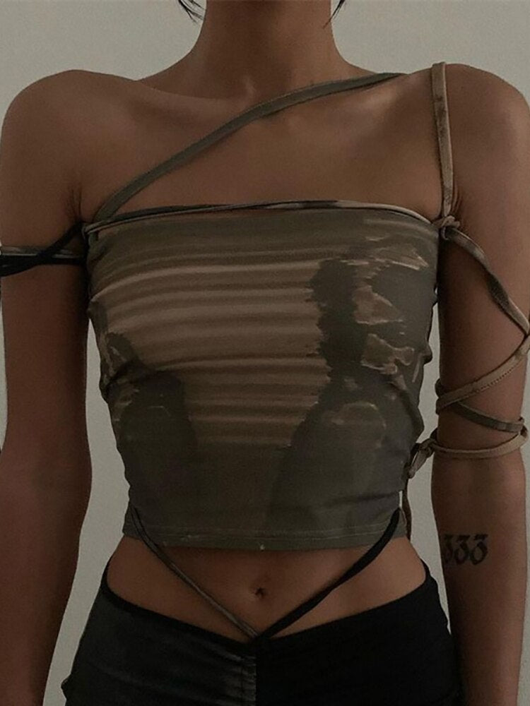 Grunge Lace Up Crop Top - Women’s Clothing & Accessories - Shirts & Tops - 1 - 2024