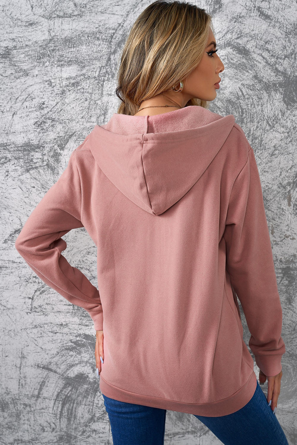Half-Zip Drawstring Hoodie with Pockets - Women’s Clothing & Accessories - Shirts & Tops - 2 - 2024