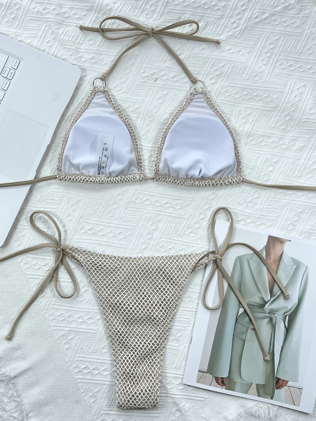 Halter Neck Tie Back Bikini Set - Women’s Clothing & Accessories - Swimwear - 4 - 2024