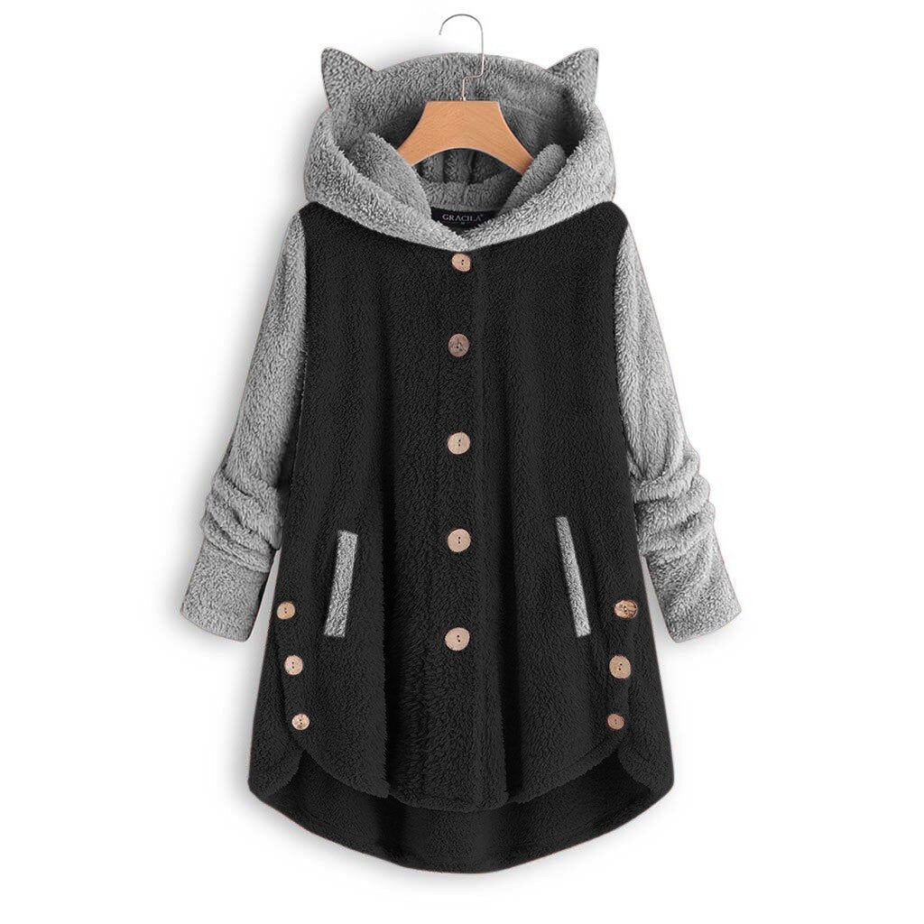 Harajuku Kitty Cat Fleece Hoodie - Black / S - Women’s Clothing & Accessories - Shirts & Tops - 10 - 2024