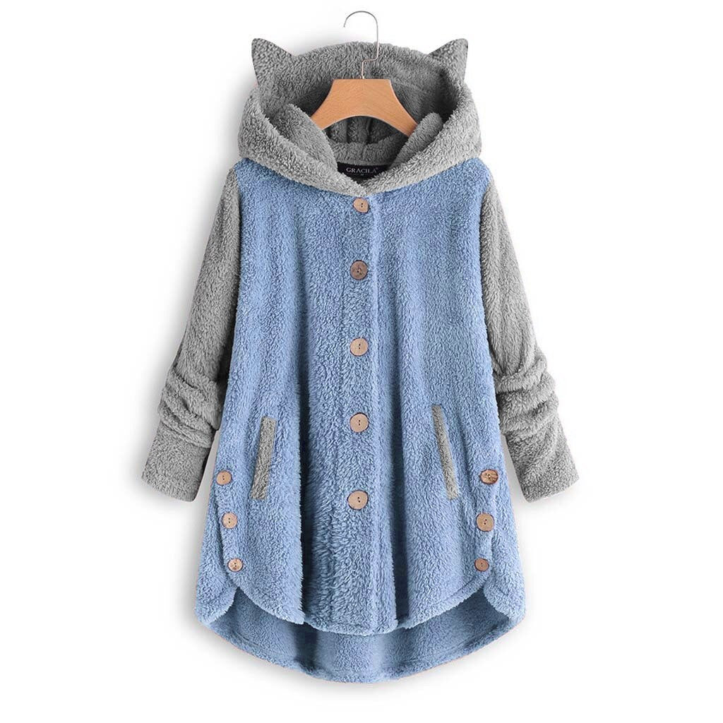 Harajuku Kitty Cat Fleece Hoodie - Blue / S - Women’s Clothing & Accessories - Shirts & Tops - 9 - 2024