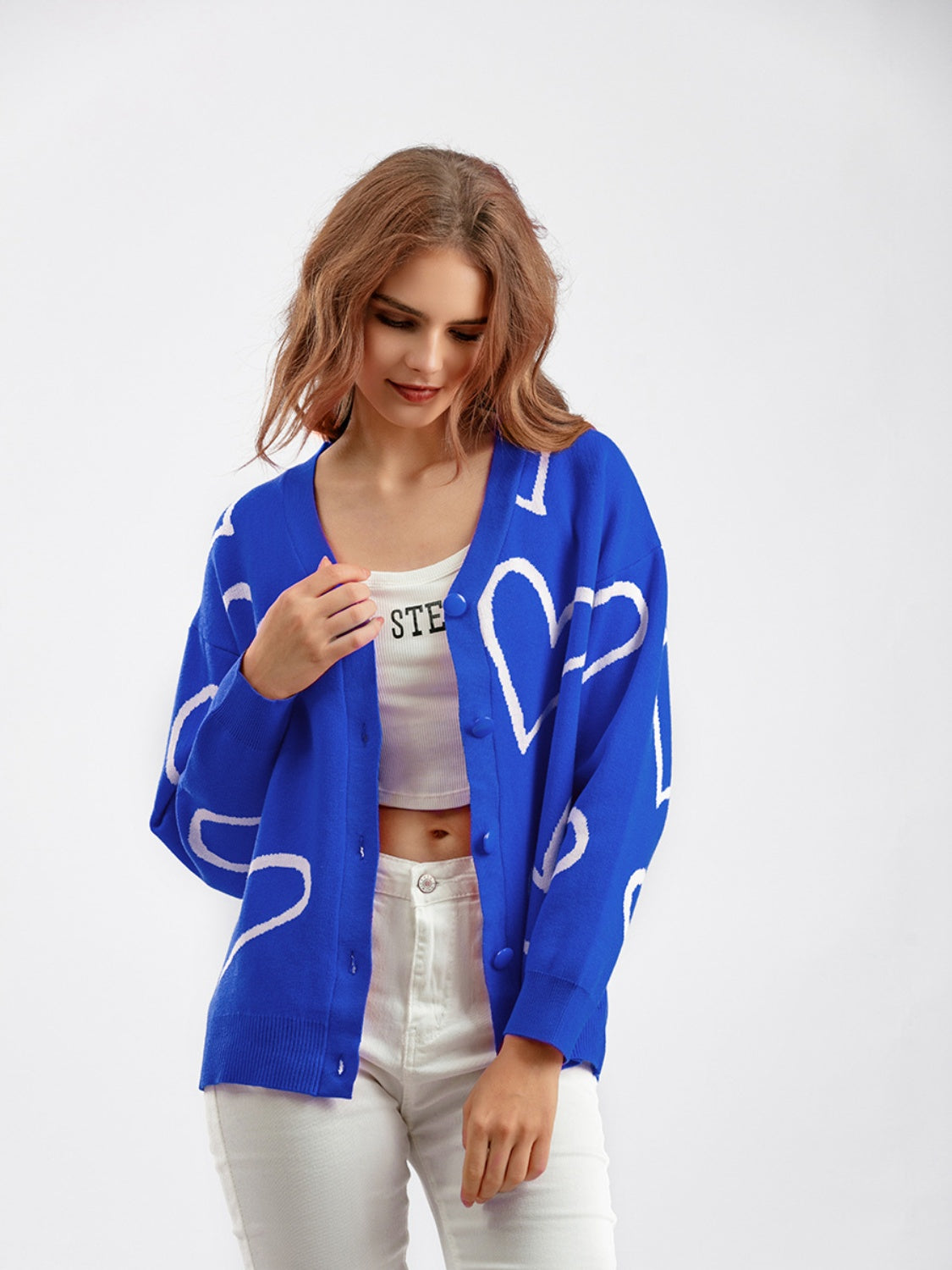 Heart Button Down Cardigan - Women’s Clothing & Accessories - Shirts & Tops - 14 - 2024