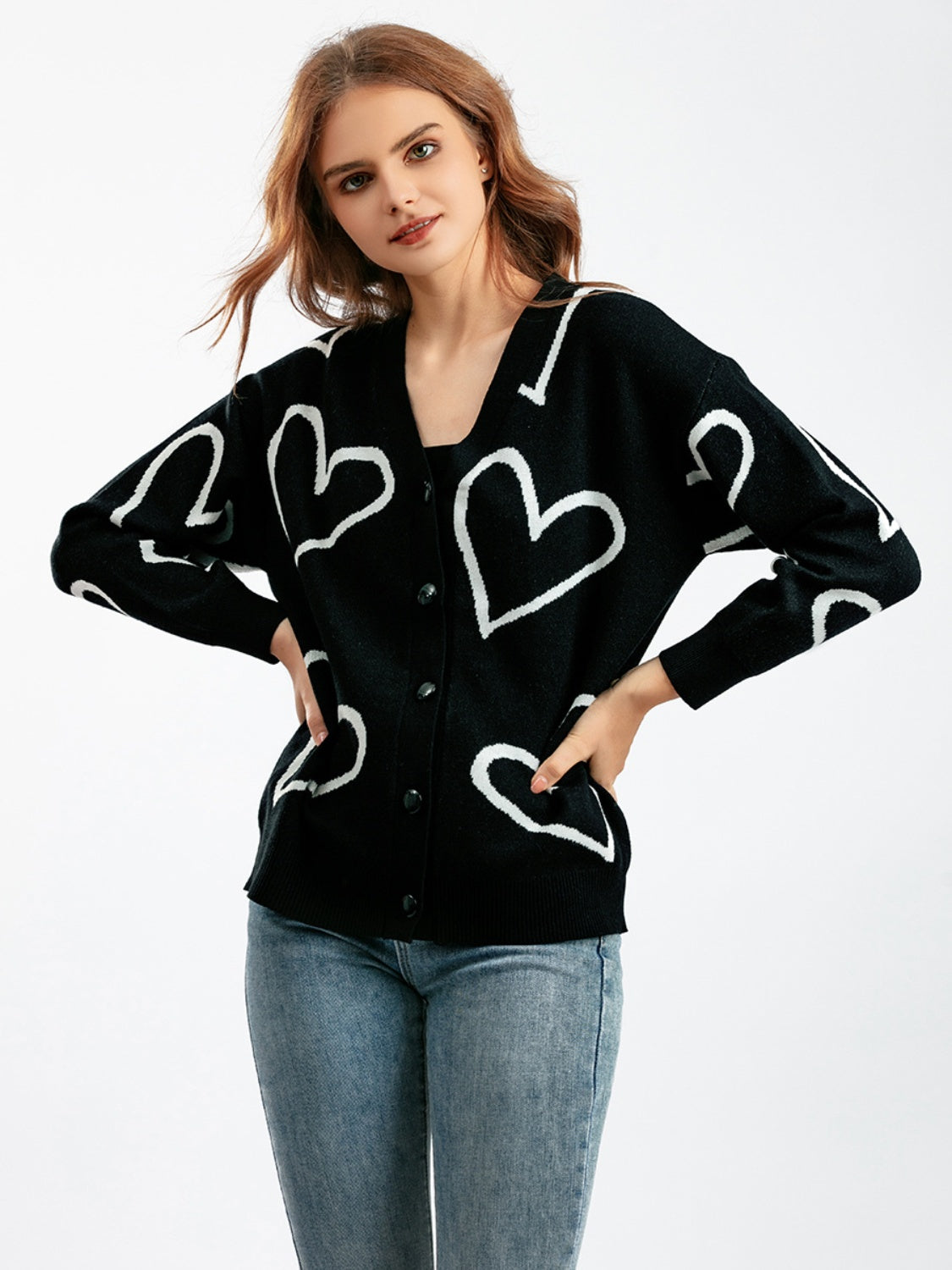 Heart Button Down Cardigan - Women’s Clothing & Accessories - Shirts & Tops - 5 - 2024