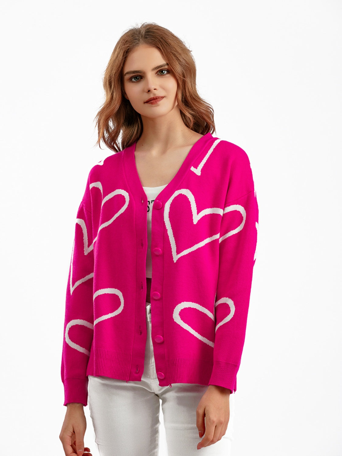 Heart Button Down Cardigan - Women’s Clothing & Accessories - Shirts & Tops - 3 - 2024