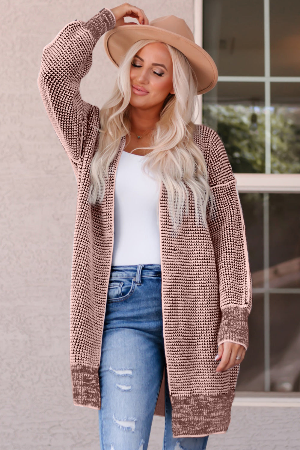 Heathered Open Front Longline Cardigan - Pink / S - Women’s Clothing & Accessories - Shirts & Tops - 10 - 2024