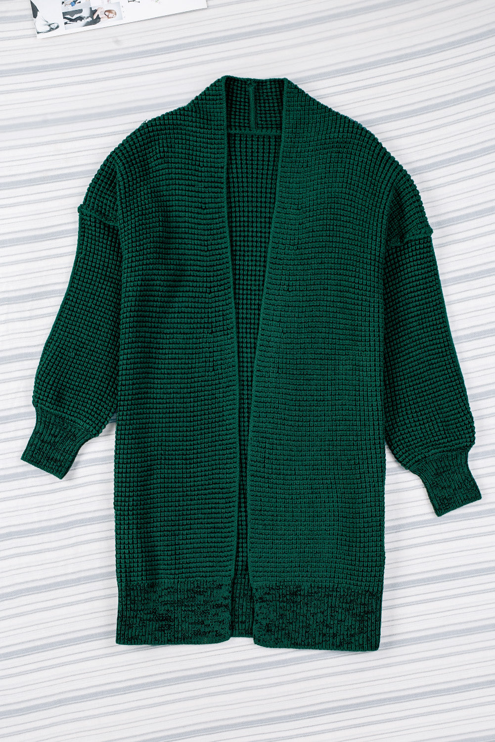 Heathered Open Front Longline Cardigan - Dark Green / S - Women’s Clothing & Accessories - Shirts & Tops - 26 - 2024