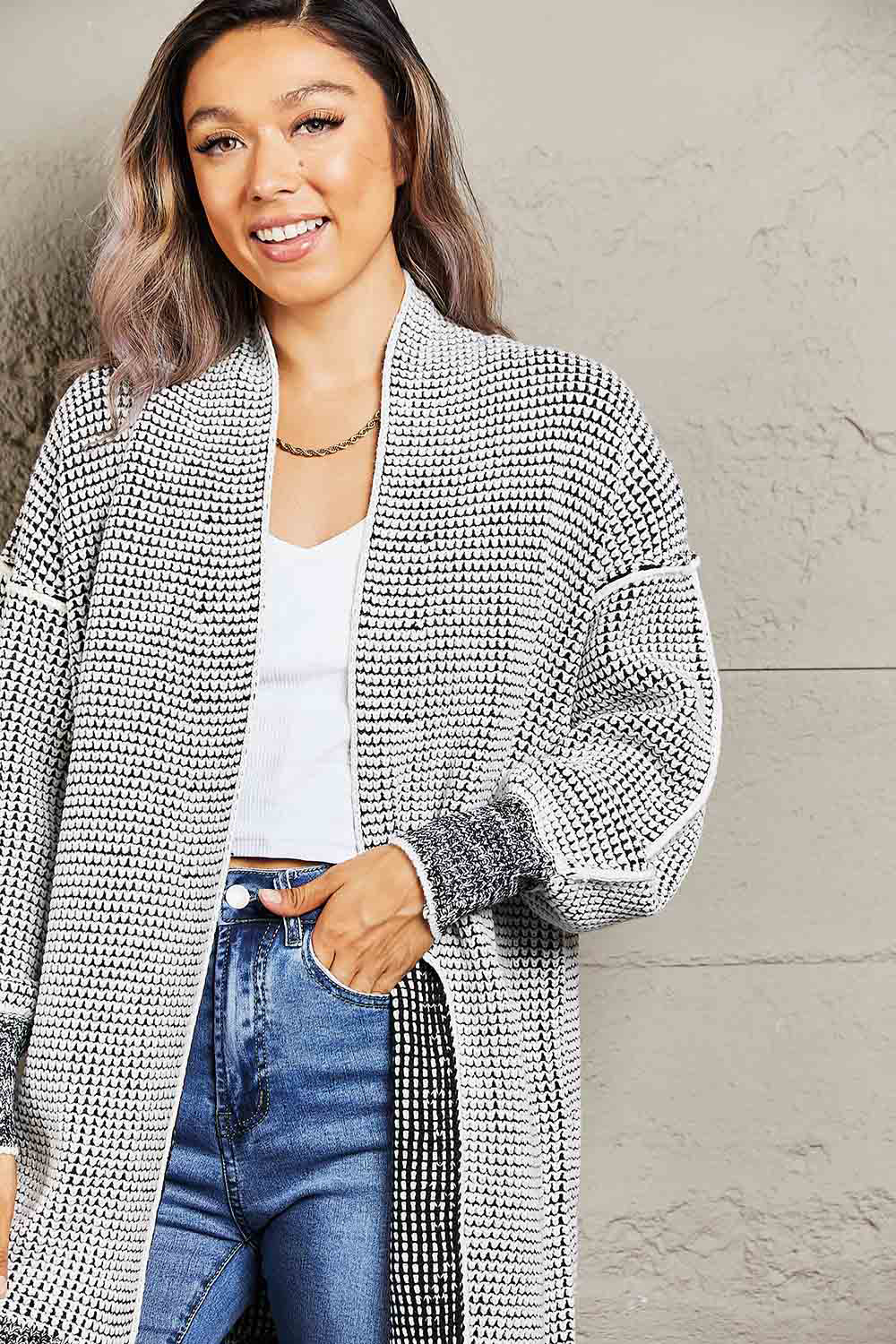 Heathered Open Front Longline Cardigan - Women’s Clothing & Accessories - Shirts & Tops - 5 - 2024