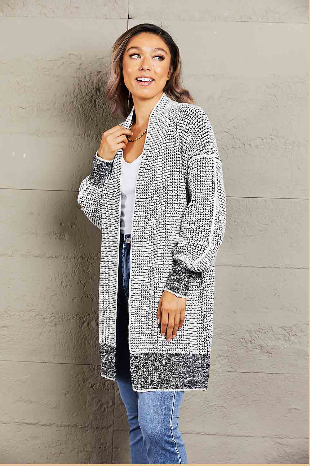 Heathered Open Front Longline Cardigan - Women’s Clothing & Accessories - Shirts & Tops - 3 - 2024