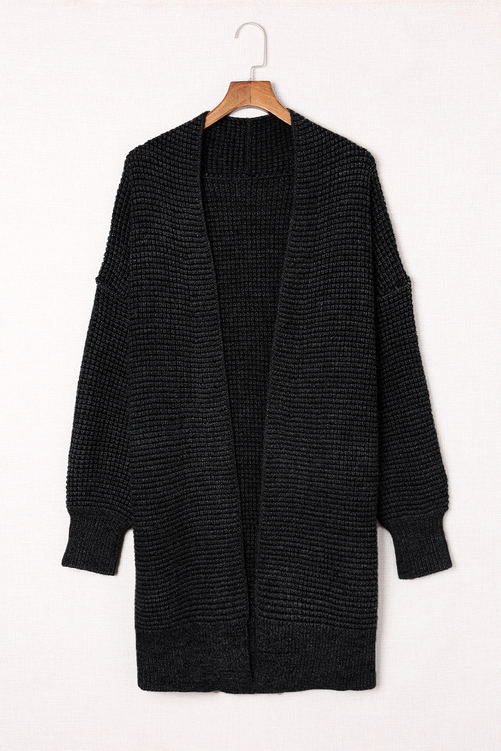 Heathered Open Front Longline Cardigan - Black / S - Women’s Clothing & Accessories - Shirts & Tops - 20 - 2024