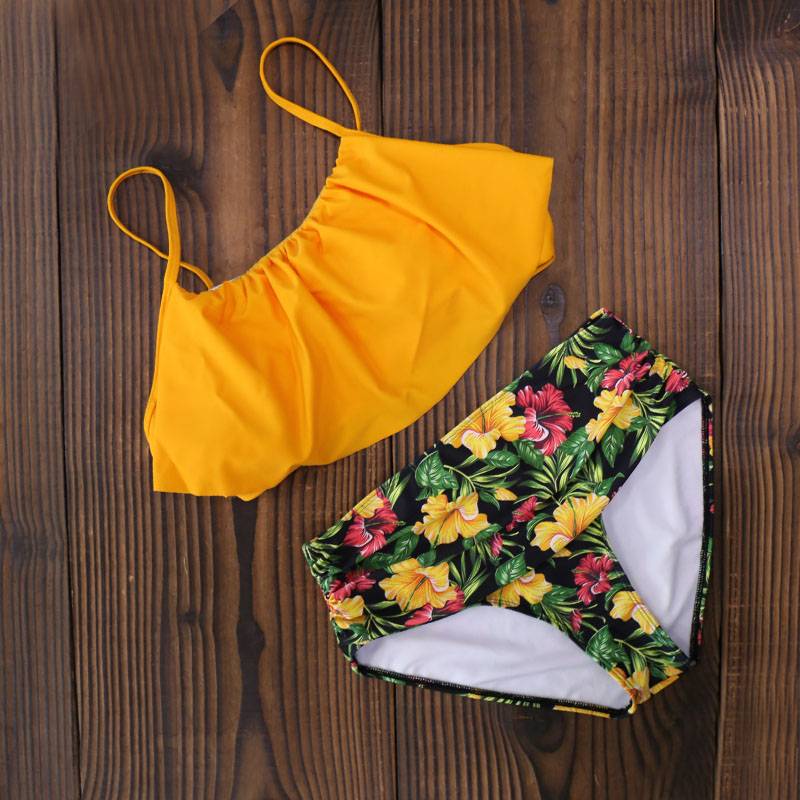 High Waist Halter Bikini Set - Yellow / XL - Women’s Clothing & Accessories - Skirts - 26 - 2024