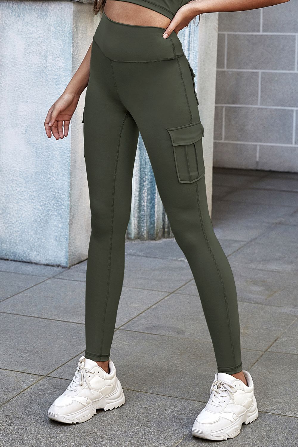 High Waist Leggings with Pockets - Green / S - Women’s Clothing & Accessories - Pants - 1 - 2024
