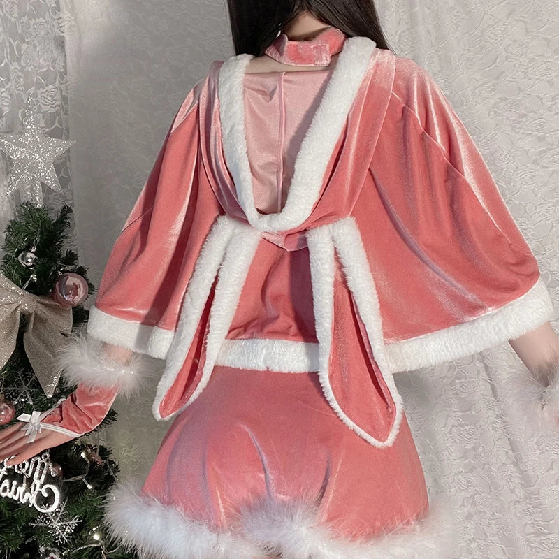 Hooded Pink Christmas Bunny Set - cloak / One Size - Women’s Clothing & Accessories - Clothing Accessories - 8 - 2024