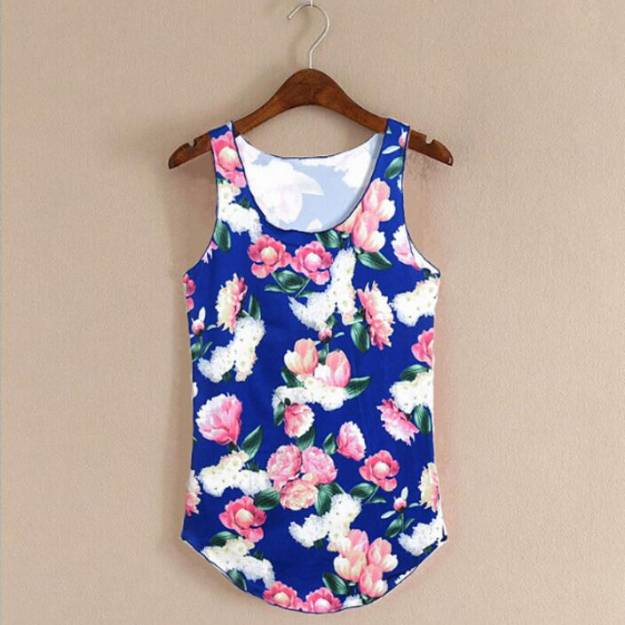 Hot Summer Fitness Tanks - Blue Floral / One Size - Women’s Clothing & Accessories - Shirts & Tops - 23 - 2024