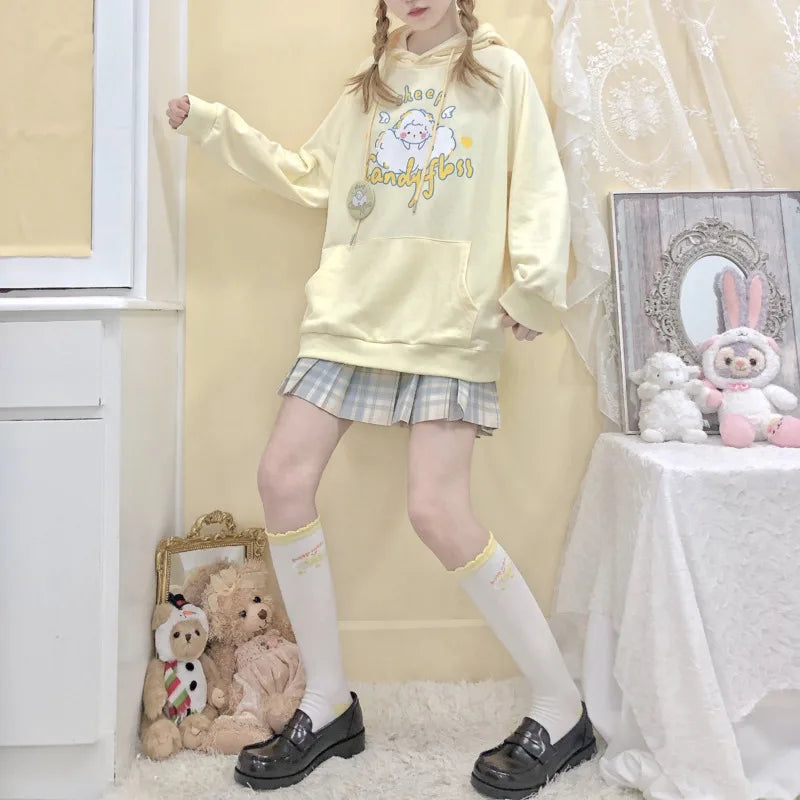 Kawaii Candy Floss Pastel Sheep Hoodie - Women’s Clothing & Accessories - Shirts & Tops - 5 - 2024