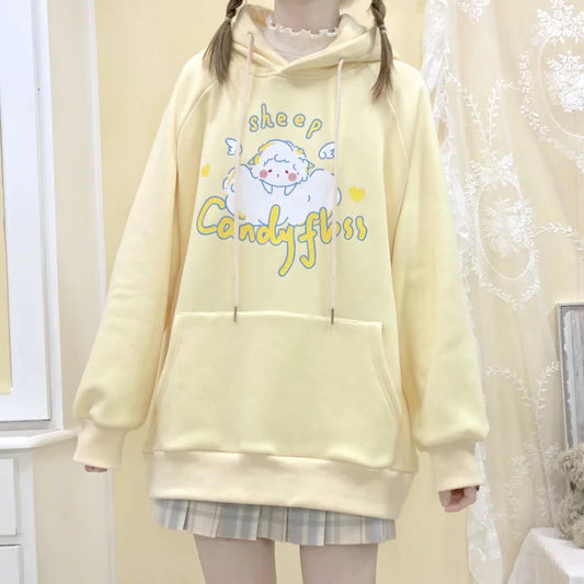 Kawaii Candy Floss Pastel Sheep Hoodie - Women’s Clothing & Accessories - Shirts & Tops - 2 - 2024