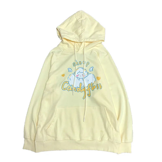 Kawaii Candy Floss Pastel Sheep Hoodie - Yellow / S - Women’s Clothing & Accessories - Shirts & Tops - 6 - 2024
