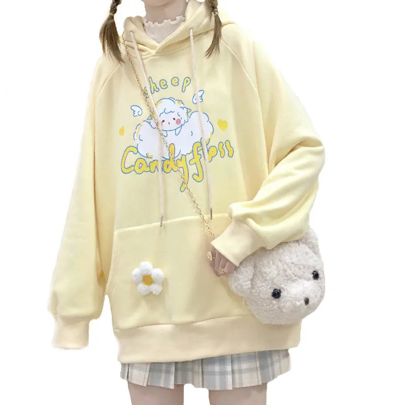 Kawaii Candy Floss Pastel Sheep Hoodie - Women’s Clothing & Accessories - Shirts & Tops - 1 - 2024