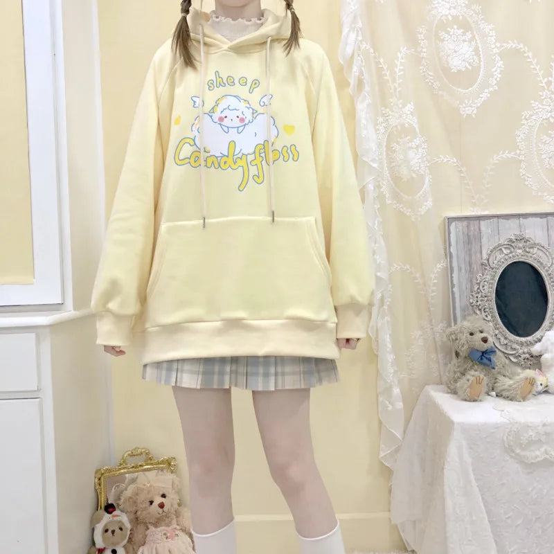Kawaii Candy Floss Pastel Sheep Hoodie - Women’s Clothing & Accessories - Shirts & Tops - 4 - 2024