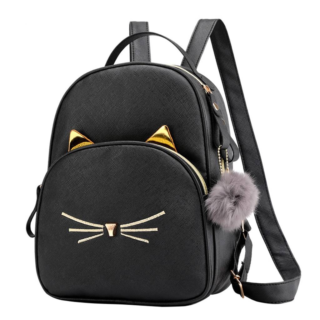 Kawaii Cat Backpack With Fur Pendant - Women’s Clothing & Accessories - Backpacks - 4 - 2024