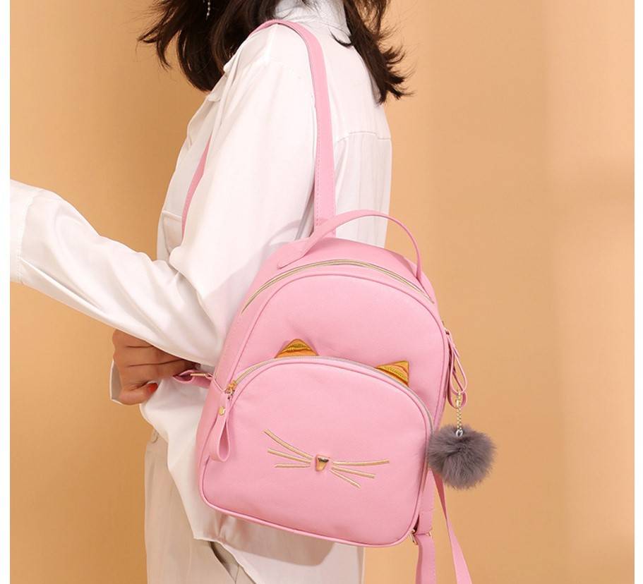 Kawaii Cat Backpack With Fur Pendant - Women’s Clothing & Accessories - Backpacks - 10 - 2024