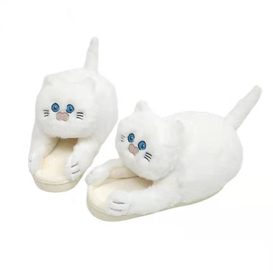 Kawaii Cat Winter Slippers for Women & Men - White / 4.5 - Women’s Clothing & Accessories - Shoes - 7 - 2024