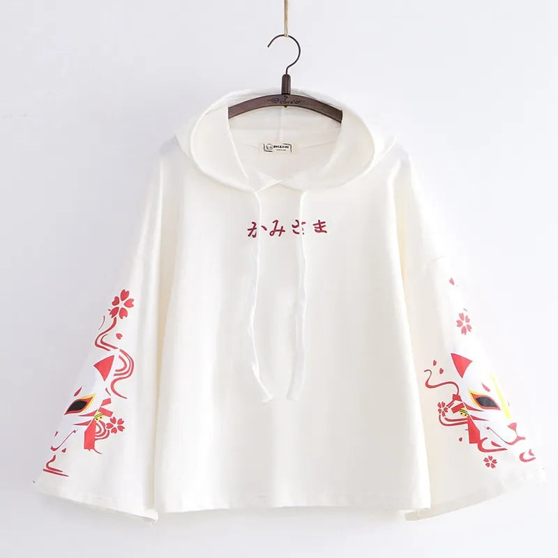 Kawaii Harajuku Hooded Fox Hoodie - White / One Size - Women’s Clothing & Accessories - Shirts & Tops - 8 - 2024