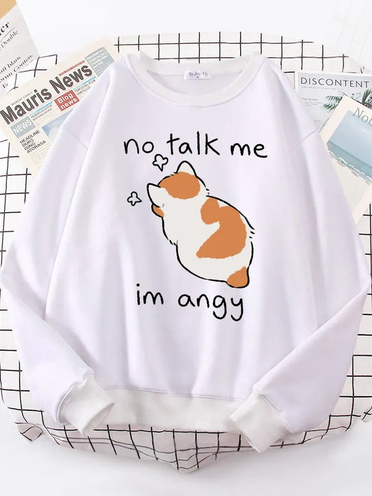 Kawaii "Im Angy" Cat Hoodie - Kawaii Stop - Cartoon Pattern, Cat Hoodie, Confidence in Style, Expressive Fashion, Jeans and Sneakers, Kawaii Hoodie, Playful Look, Winter Fashion, Women's Clothing