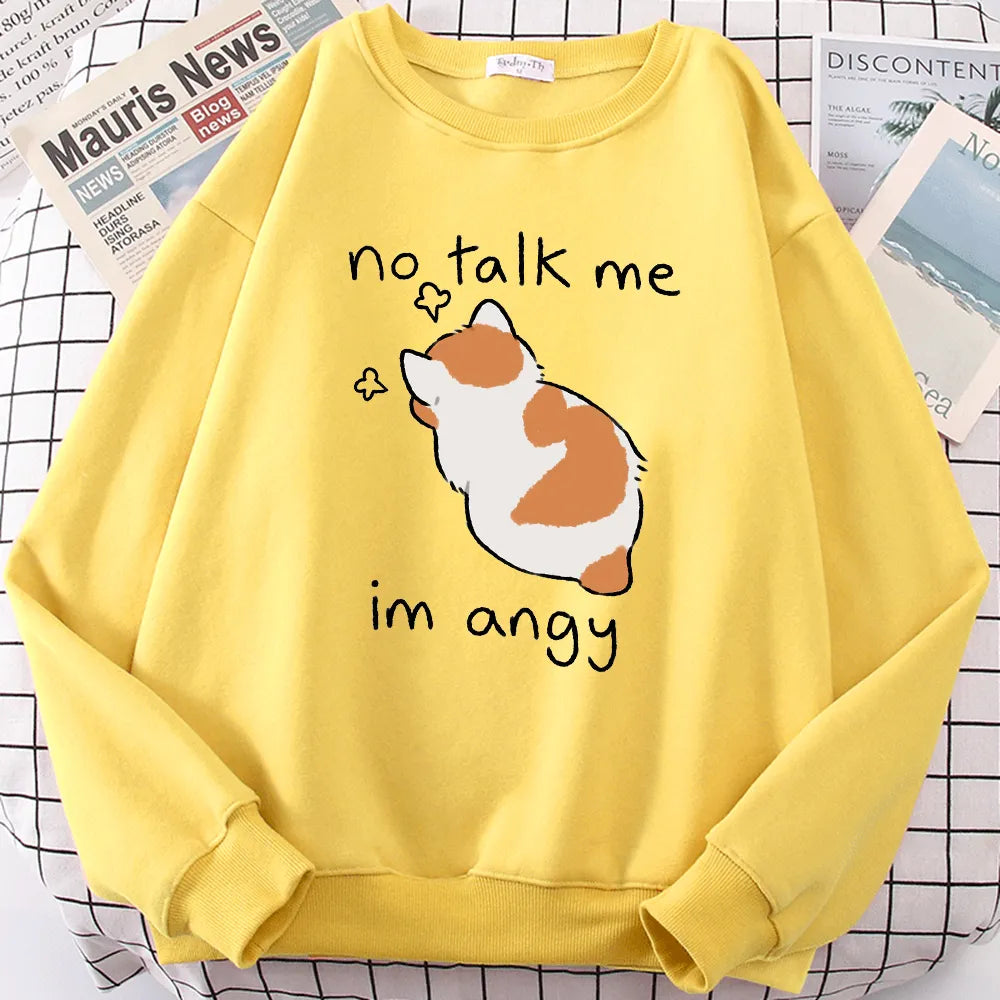 Kawaii ’Im Angy’ Cat Hoodie - Yellow / S - Women’s Clothing & Accessories - Shirts & Tops - 18 - 2024
