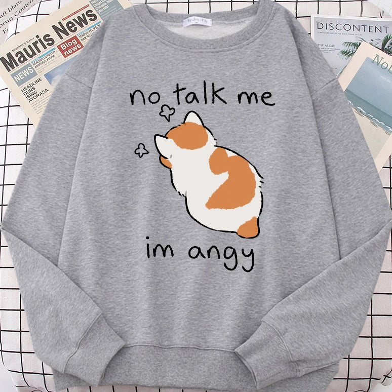 Kawaii ’Im Angy’ Cat Hoodie - Gray / S - Women’s Clothing & Accessories - Shirts & Tops - 10 - 2024