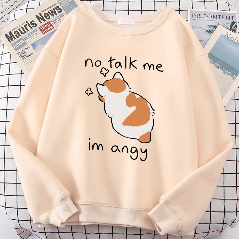Kawaii ’Im Angy’ Cat Hoodie - Beige / S - Women’s Clothing & Accessories - Shirts & Tops - 12 - 2024