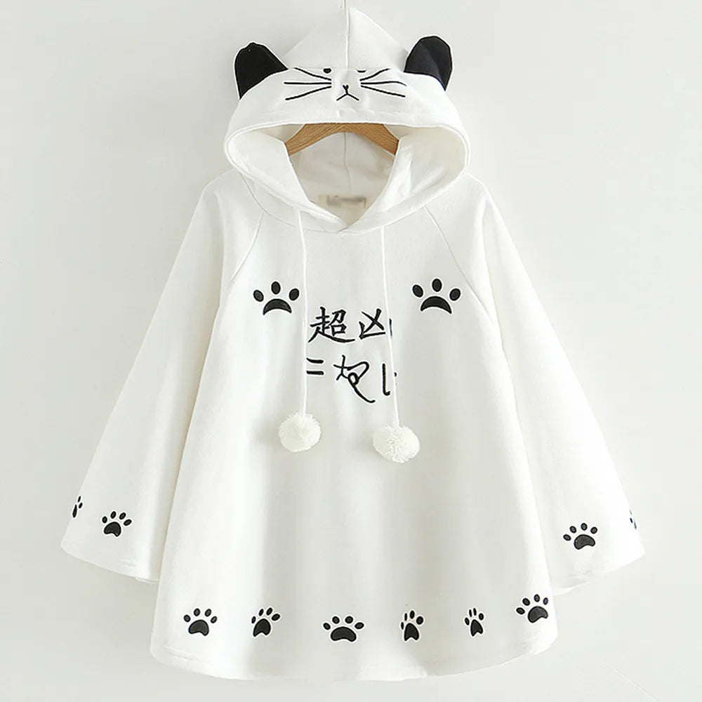 Kawaii Neko Cat Paws Harajuku Hoodie - White / M - Women’s Clothing & Accessories - Shirts & Tops - 9 - 2024