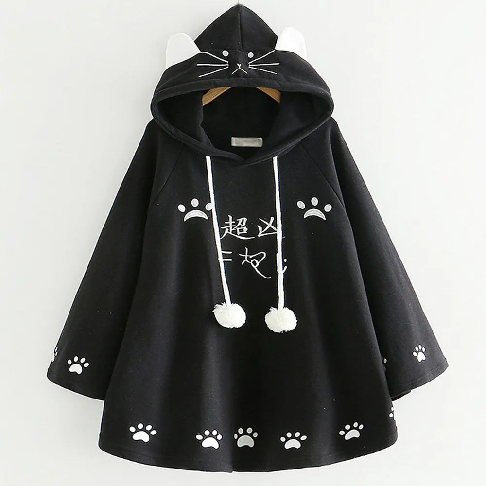Kawaii Neko Cat Paws Harajuku Hoodie - Black / M - Women’s Clothing & Accessories - Shirts & Tops - 7 - 2024