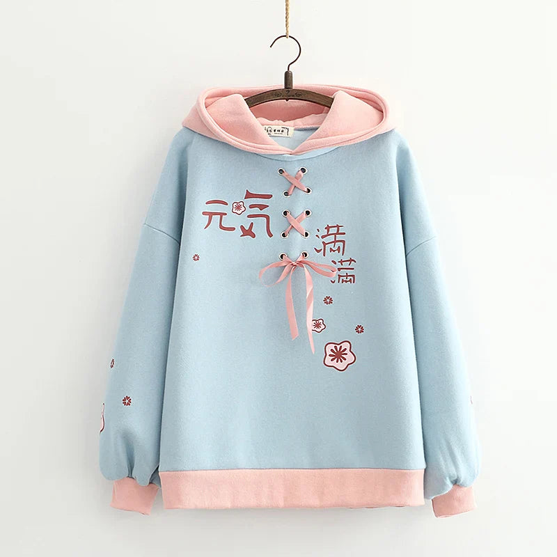 Kawaii Pastel Cherry Blossom Harajuku Hoodie - Blue / One Size - Women’s Clothing & Accessories - Outerwear - 6 - 2024